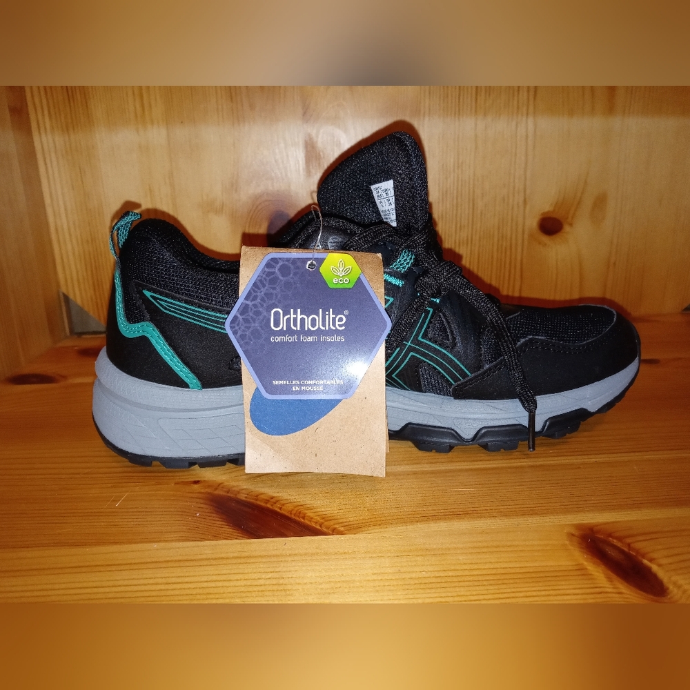ASICS Gel-Venture 8GS Running Shoes Black/Baltic Jewel. Size 7. Outside the Box